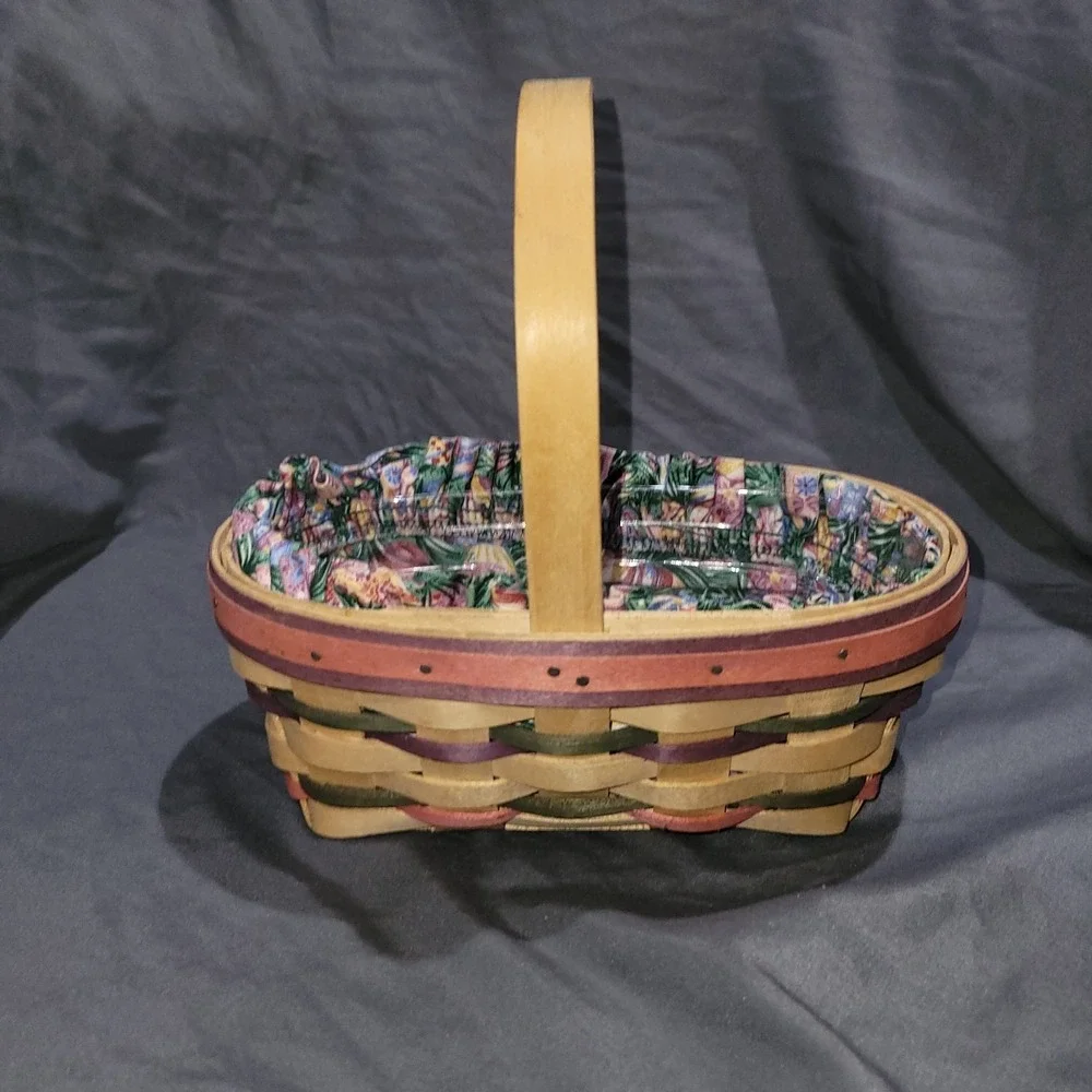 Longaberger 1997 Small Easter Basket W Easter Egg Design Fabric Liner And Insert